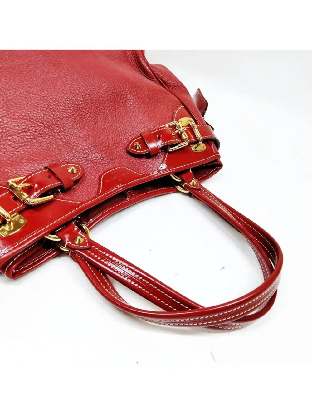 Authentic Louis Vuitton Suhali Le Fabuleux PM Red Leather Tote Shoulder Bag